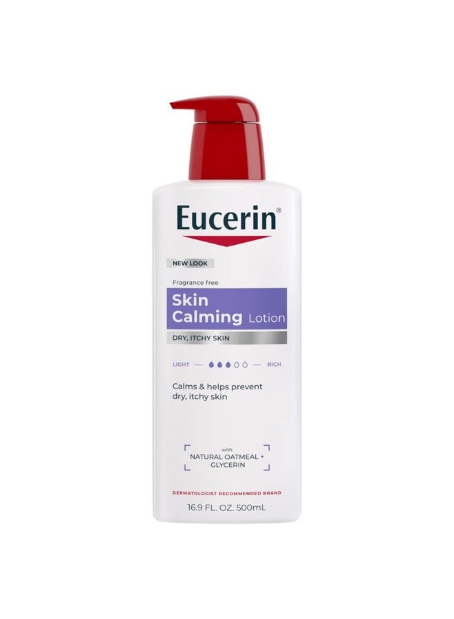 Eucerin skin calming lotion - full body lotion for dry, itchy skin, natural oatmeal enriched - 16.9 fl. oz pump bottle - Image 1